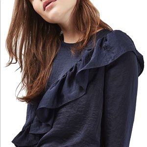 Topshop Satin Ruffle Blouse
